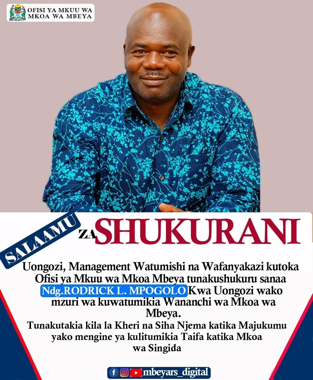 ASANTE NA KWAHERI NDUGU RODRICK LAZARO MPOGOLO