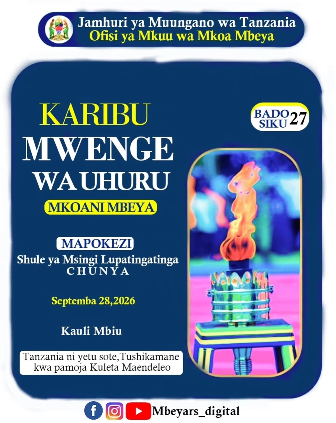 KARIBU SANA MWENGE WA UHURU MKOANI MBEYA
