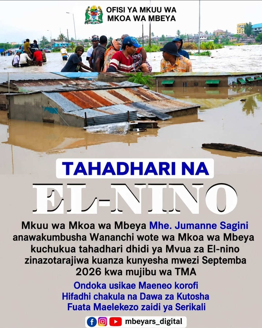 CHUKUA TAHADHARI MAPEMA DHIDI YA EL-NINO